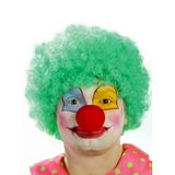 Genel Markalar Yeşil Renk Kıvırcık Afro Bonus Peruk Takma Saç ve Kırmızı Burun Seti