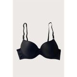 Genel Mikro Kumaş Push Up Dolgulu Balenli Günlük Tek Destekli Sütyen, 85B, P492301S5288, Siyah, Kadın