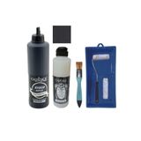 Genel Mobilya Boyası-Cadence Multisurface H-060 Siyah 500Ml Ultimate Vernik Parlak 250Ml Saten Rulo Set Siyah Tek Ebat