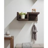 Genel Modula Duvar Organizer Rafı, Koyu Ahşap, Modern Geometrik Tasarım, Metal Askılı, 30x10x12 cm, Antre ve Ofis için