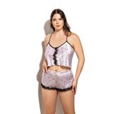 Genel Öpücük Desenli Şortlu Saten Pijama Takımı, 3XL, P507486S7700, Görsel, kadın