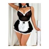 Genel Özel Tasarım Büyük Beden Dantel İşlemeli Aksesuarlı Fantezi Kostümü, 4XL, P493382S4939, Siyah, Kadın