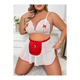 Genel Özel Tasarım Büyük Beden Fantezi Kostümü, 4XL, P492606S5485, Beyaz, Kadın