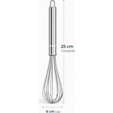 Genel Paslanmaz Çelik Çırpıcı 25 cm Mutfak Tel Çırpıcı Yumurta Sos Kek Karıştırıcı