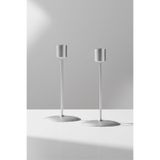Genel Silver Metal Şamdan 2'li Set, Paslanmaz Çelik, 21,5x9,9 cm, Modern Tasarım, Gümüş Renk
