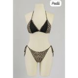 Genel Siyah ve Detaylı Yandan Bağlamalı Bikini Takımı, S/M, BTLIM-2930, Leopar, Kadın