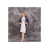 Genel Sweet Dreams Desenli Viskon Gecelik Sabahlık Takımı, 3XL, P493428S3172, Lacivert, kadın