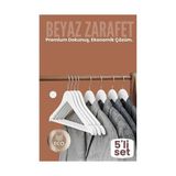Genel Tedarik 5'li Lüks Beyaz Elbise Ceket Askısı - Ergonomik & Kaymaz Plastik Askı Seti - Ahşap Görünümlü 722530