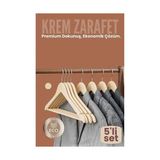 Genel Tedarik 5'li Lüks Krem Elbise Ceket Askısı - Ergonomik & Kaymaz Plastik Askı Seti - Ahşap Görünümlü 722531