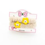 Genel Tedarik Biem Peluş İkili Çİçekli Simit Toka Krem
