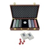 Genel Tedarik Deri Çantalı Poker Seti 300 Parça Chip ve 2 İskambil Kağıdı Destesi