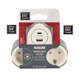 Genel Tedarik Enfe_Topraklı İkili Fiş Priz 1xUSB + 1xTypeC Golyat Tipi Masaüstü Gömmeli Şık Tasarım Priz Çoğaltıcı