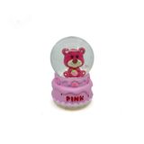 Genel Tedarik Işıklı Kar Küresi Pembe Ayıcık Çilek Paketi 7 cm