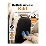 Genel Tedarik Oto Koltuk Arkası Yıkanabilir Koruyucu Kılıf 2'Li Set - Araba Koltuğu Çizik Kir Darbe Koruma - Çocuk Tekme Izi Önleyici - 58Cm X 42Cm