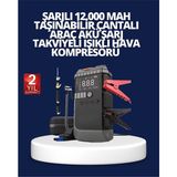 Genel Tedarik Şarjlı 12000 Mah Araç Akü Takviye ve Hava Kompresörü 4’ü 1 Arada - EMTHBA1873-4932