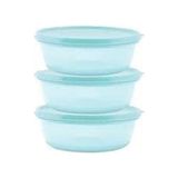 Genel Tupperware Saklama Kabı 600 ml 3 Lü (Turkuaz)