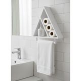 Genel Üçgen Ahşap Banyo Duvar Rafı ve Havluluk, Beyaz, 50x50x10 cm, Duvara Monte