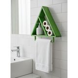 Genel Üçgen Ahşap Banyo Duvar Rafı ve Havluluk, Yeşil, Modern Tasarım, Duvara Monte