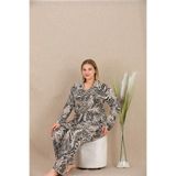 Genel Üniseks Çizgili Düğmeli Viskon Pijama Takımı, 4XL, P493436S7380, Görsel, üniseks-yetişkin