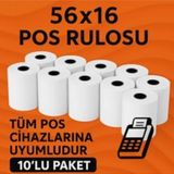 Genel Yazarkasa / Termal Pos Rulosu 56 mm x 16 M 10 Lu Paket - 10 Adet - Beyaz