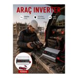 GENELOEM Araç Aküsünden Güvenli Elektrik Sağlayan 1000 Watt İnverter STEPCO3694-3473