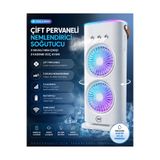 GENELOEM Çift Pervaneli Nemlendirici Soğutucu Fan USB Şarjlı 3 Kademeli Taşınabilir Mini Klima