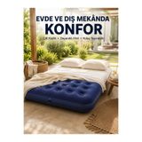 GENELOEM Konforlu Çift Kişilik Şişme Yatak Flokeli Yüzey Dayanıklı Gövde STEPCO4847-3729