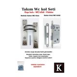 GenelTedarik Amerikan Ve Panel Kapı Uyumlu Saten WC Kapı Kolu Ve Oval Kilit Seti