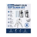 GenelTedarik Çelik Kapı Kilidi Silindir Seti Bilyalı Silindir Kilit Barel Silindir Set 68mm