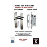 GenelTedarik Lux Serisi Saten Banyo/WC Kapı Kolu Ve Saten Oval Kilit Seti