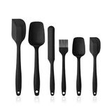 GenelTedarik Silikon Mutfak Spatula Seti, Siyah, 6 Parça, Bulaşık Makinesinde Yıkanabilir