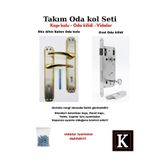 GenelTedarik Simay Eko Altın Kapı Kolu Takımı - Amerikan ve Panel Kapı Uyumlu Oda Kolu + Oval Kilit