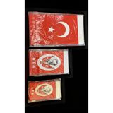 GenelTedarik Türk Bayrağı ve Atatürk İpli Bayrak Seti 3'lü Paket Büyük Orta Küçük Boy Kırmızı
