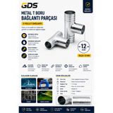 GENERAL GDS 12 mm Metal T Boru Bağlantı Parçası 3 Yollu Galvaniz Hortum Eki