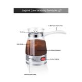 General Home CZ-48 Elektrikli Cam Cezve – Beyaz | 0,5 L Türk Kahvesi, 700W, Gösterge Işıklı
