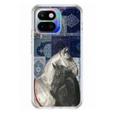 General Mobile GM 26 One 5G Uyumlu Mavi Kilim Desenli Siyah ve Beyaz At Baskılı Silikon Kılıf