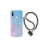 General Mobile Gm20 Pro ile Uyumlu Kılıf Desenli Silikon Boyun Askılı Pink Blue Abstract 1385