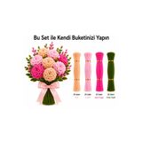 Generic 100 Adet Şönil Tel Seti – Ten, Pudra, Açık Fuşya ve Ordu Yeşili | 30 cm, 6 mm | Çiçek Yapım Seti | Çiçekmalzemecisii