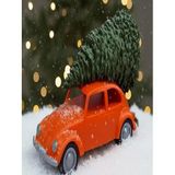 Generic 3D Baskı Mini Vosvos Dekoratif Araba Figürü, Yılbaşı Ağacı Temalı, El Yapımı, Plastik, Turuncu/Mori Pembe/Beyaz, 11x5x7.5 cm, Masa Üstü ve Vitrin Dekorasyonu (Kırmızı)