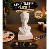 Generic Atatürk Büstü Ve Boyama Seti - Fırça Ve Akrilik Boya Dahil Hobi Seti (16cm)