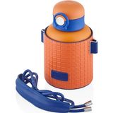 Generic Diller 680ML Moda Waffle Çizgili Deri Kılıf Pipetli Askılı Kilitlenebilir Kapak Çelik Termos Matara