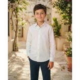 Generic Erkek Çocuk Beyaz Okul Gömleği Klasik Yaka Düğmeli Uzun Kollu