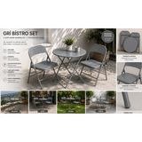 Generic Gri Bistro Masa Sandalye Takımı 2 Kişilik Katlanır Balkon Bahçe Kafe Seti
