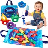 Generic Montessori Balık Tutma Oyunu 22 Parça Eğitici Bebek Oyuncağı | 1-3 Yaş Renk Öğrenme ve Motor Beceri Geliştirici Cırt Cırtlı Oyun Seti