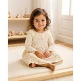Generic Pudra Çiçek Desenli Dantelli Yaka Kız Bebek Elbise Mevsimlik