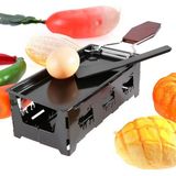 Generic Raclette Izgara, Yapışmaz Peynir Eritici, Katlanabilir Ahşap Saplı Döner Fırın Tepsisi, Spatulalı Profesyonel Peynir Eritme Tavası, Peynir, Et, Balık ve Sebzeler Için (Siyah)