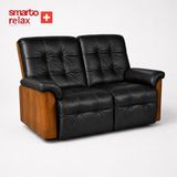 Generic Smarto Relax Berlin İkili Yatar Ayak Uzatmalı Ergonomik Deri TV Koltuğu Baba Koltuğu (Siyah)