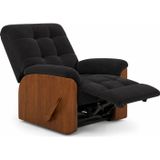 Generic Smarto Relax Ticino Manuel Mekanizmalı Ayak Uzatmalı Ahşap Yan Panelli Polyester TV Koltuğu Baba Koltuğu (Siyah)