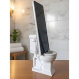 Generic Tuvalet Şeklinde Masaüstü Telefon Standı - Eğlenceli ve Dekoratif Telefon Tutucu - 12X9.5X6 cm - Komik Ofis Hediyesi - Beyaz