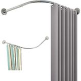 Generico duş perdesi çubuğu, ayarlanabilir L şeklinde, uzatılabilir köşe çubuğu, paslanmaz çelik, banyo için delme gerektirmeden (renk: 75 ila 95 cm x 90 ila 130 cm).